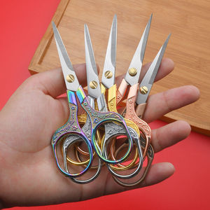 Chinese <b>Style</b> Plum Blossom Scissors Stainless Steel Small Tailoring Home Office Craft Tea Ceremony Sharp Straight <b>Head</b> Colored - Product Image 2