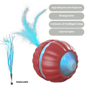Balle de jeu automatique pour chat avec plume remplaçable et lumières colorées pour un jeu interactif et une auto-entretenue - Product Image 2