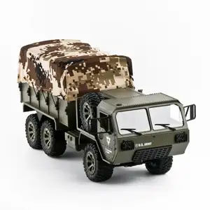 Fayee FY004 Truk Militer RC Anak-anak, Truk Pickup 6WD Skala Penuh 2.4G dengan Pintu Terbuka, Truk Tentara US Crawler RC untuk Anak-anak