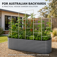 Bac à légumes surélevé en acier galvanisé avec treillis, pour l'extérieur, personnalisable OEM, vente en gros pour la vente au détail australienne