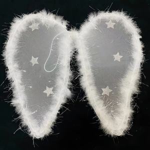 Sayap Peri Bulu Nilon Putih Aksesoris Cosplay Halloween Dekorasi Pesta - Product Image 1