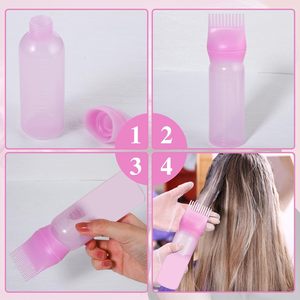 Vente directe d'usine d'outils de coiffure, flacon de teinture pour cheveux, logo personnalisé, flacon de soin capillaire pour salon, flacon de shampoing transparent avec peigne - Product Image 3