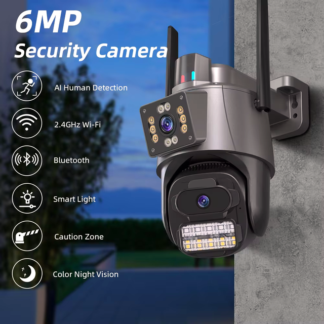 Hot Selling Factory Price 6MP Dual Lens WIFI Security Camera Color Night Vision Ai Auto Tracking Smart Outdoor Network Ip Camera
