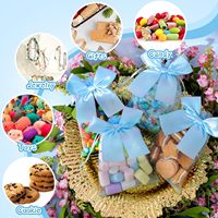 Sacs en organza bleu clair avec nœud, 5 "x 7" Mesh Drawstring Small Jewelry Pouches Party Favor Candy Goodie Gift Tulle Sachet pour mariage