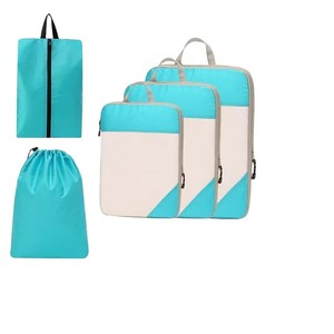 Sacs de rangement de voyage pliables à compression 5 pièces en polyester, durables, grande capacité, portables, avec fermeture éclair, option logo personnalisé - Product Image 2