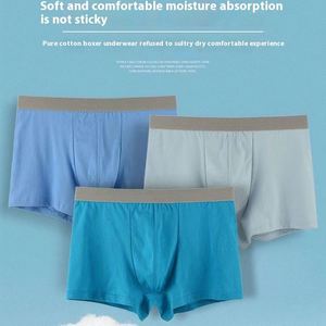 Men's 100% Cotton <b>Boxer</b> Briefs Large Size Mid-Rise Breathable Sweat-Wicking Shorts <b>Custom</b> Logo on Waist Sexy Loose Fit Wholesale - Product Image 2