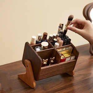 Tocador Giratorio de Escritorio con Organizador de Cosméticos, Caja de Maquillaje de Madera para Organización de Lápiz Labial, Sombra de Ojos y Brochas - Product Image 2