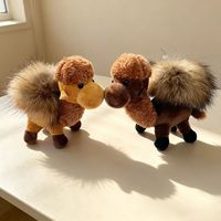 Porte-clés mignon en peluche douce, motif chameau de dessin animé, avec pompon en fausse fourrure, breloque animale pour sac, pendentif porte-clés, cadeau pour femme, sac à dos