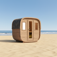 Sauna Exterior para 4 Personas, Cubo de Madera, Sauna de Cedro Rojo Canadiense, Sauna de Vapor Seco para Jardín Exterior
