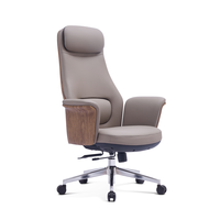 Chaise de bureau pivotante de direction grise commerciale, dossier haut, patron, confortable, fauteuil de conférence, ergonomie, chaise de bureau en cuir