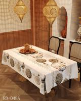 Nappe de table en polyester à motif floral sur mesure, élégante et protectrice pour le Ramadan, les mariages, les fêtes et les banquets, non tissée