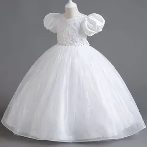 Robe de mariage à fleurs pour filles Robe de princesse de première communion pour enfants Robe de soirée pour enfants d'anniversaire