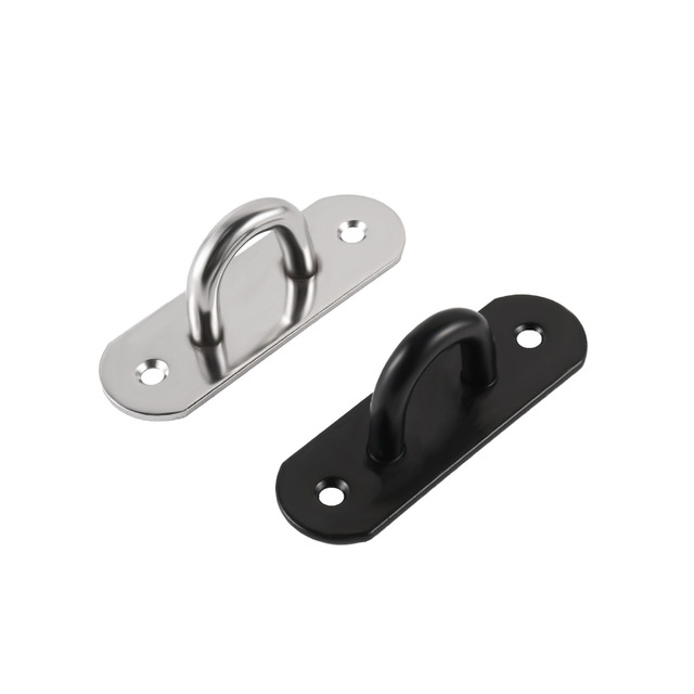 Thickened Stainless Steel U-shaped Top-mounted Ceiling Hook with Ring for Ceiling Fan Chandelier Sandbag (Brushed Black)