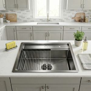 熱販売中 304ステンレス製 業務用キッチンシンク 手作り シングルボウルデザイン 多機能 - Product Image 1