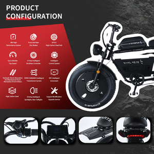 Motocicleta Eléctrica Retro de 48V 400W 46AH para Adultos, de Aluminio con Suspensión Completa y Neumáticos Anchos, Precio Económico - Product Image 2