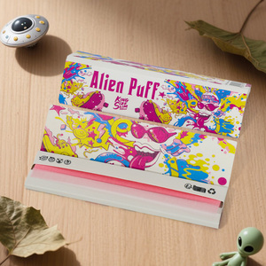 Papier à rouler Alien Puff personnalisé, format king size slim, rose, sans OGM, combustion lente, gomme arabique naturelle, 100% végétarien, papiers premium OEM - Product Image 5