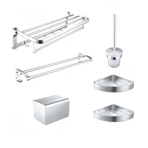 Modernes Luxushotel Badezimmer zubehör Set Loch freies Hardware-Set Wand halterung Handtuch halter verchromt