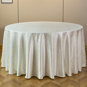 Thick Gold 6ft Woven Jacquard Polyester <b>Tablecloth</b> Floral Damask Fabric for Home & Restaurant Display - Product Image 1