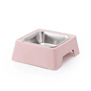TC3046 China Factory Square Manufacturer New Designed Raised Pets bowl Stainless Steel Dog Bowl