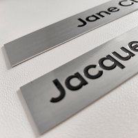 Plaque de nom de bureau en métal inoxydable, étiquette métallique, support de bureau, plaques de nom pour table de conférence avec lettres gravées