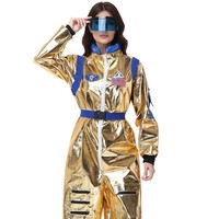 Combinaison d'Halloween pour Adultes, Costume d'Astronaute Argenté, Tenue de Spaceman pour Hommes et Femmes, Costume de Couple, Déguisement de Fête Fantaisie