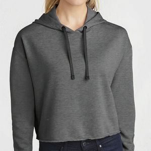 Pull à capuche élégant et formel pour femme, à manches longues, respirant, en maille polyester/coton à carreaux, service OEM disponible, devant - Product Image 3