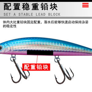 Señuelo Minnow 110S de 110 mm y 37 g, Hundible, para Pesca en Aguas Profundas, Cebo para Pesca de Atún - Product Image 2