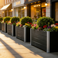 Bac à fleurs rectangulaire contemporain en WPC chromé pour jardin surélevé – Durable et écologique pour l'extérieur