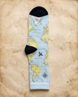 Calcetines Deportivos Juveniles al por Mayor con Diseño de Mapa del Mundo, Puño con Logotipo Personalizado, Transpirables, Calcetines de Diseño Personalizados para Viajes y Senderismo