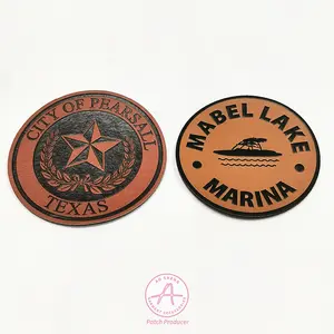 Bulk Production Custom Logo Leather Patch Embossed Denim Iron On Repair PU Leather Hat Patch