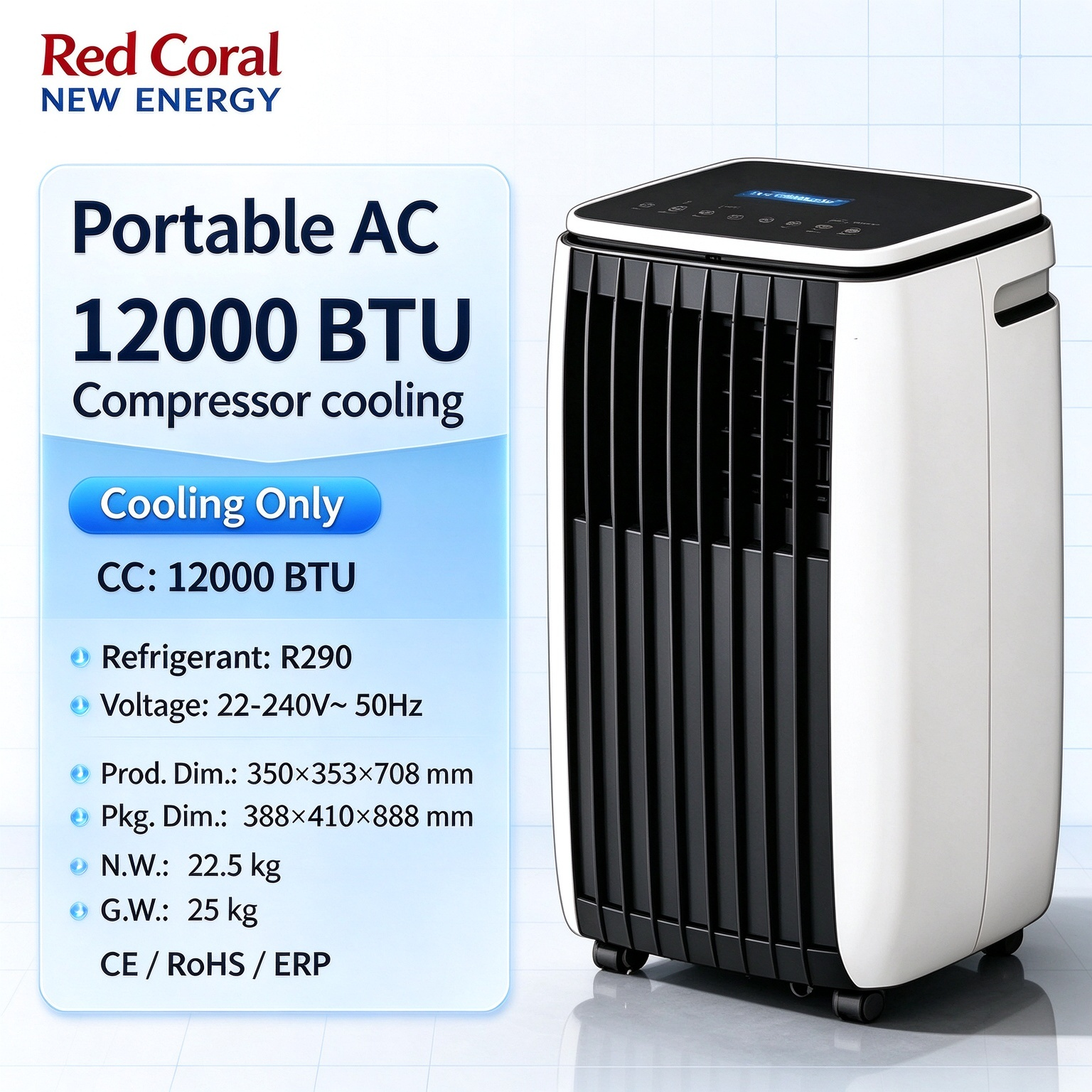 <strong>2026</strong> New 12000 BTU Portable <strong>Air</strong> Conditioner 3-in-1 Cooling Dehumidifier Professional AC Unit with R290 for Office