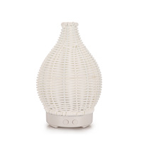 Diffuseur humidificateur rétro en rotin ajouré, réservoir 100 ml, minuterie 2H 4H 8H, protection anti-brûlure à sec pour table de chevet et usage quotidien