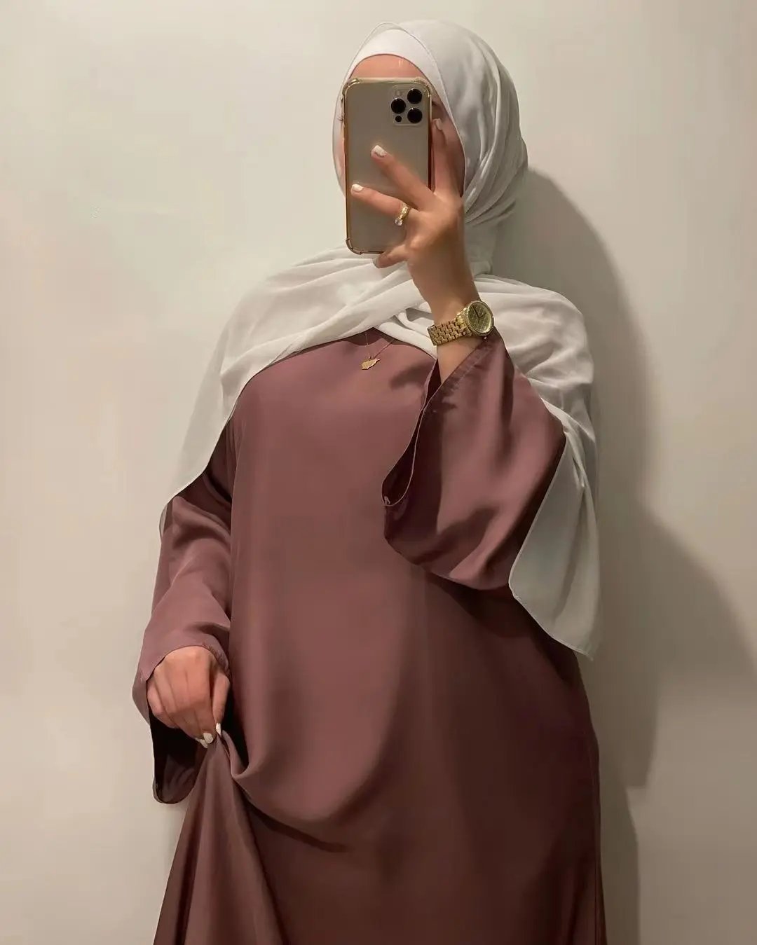 Yiwu เดรสสตรีมุสลิม,ชุดเดรสสีพื้นขนาดใหญ่สไตล์ตุรกีตะวันออกกลาง