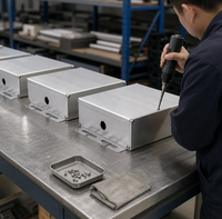 Layanan Fabrikasi Kotak Aluminium Berflens Bor untuk Grosir, Rangka Logam, Kotak Pemasangan Sensor dan Pengontrol