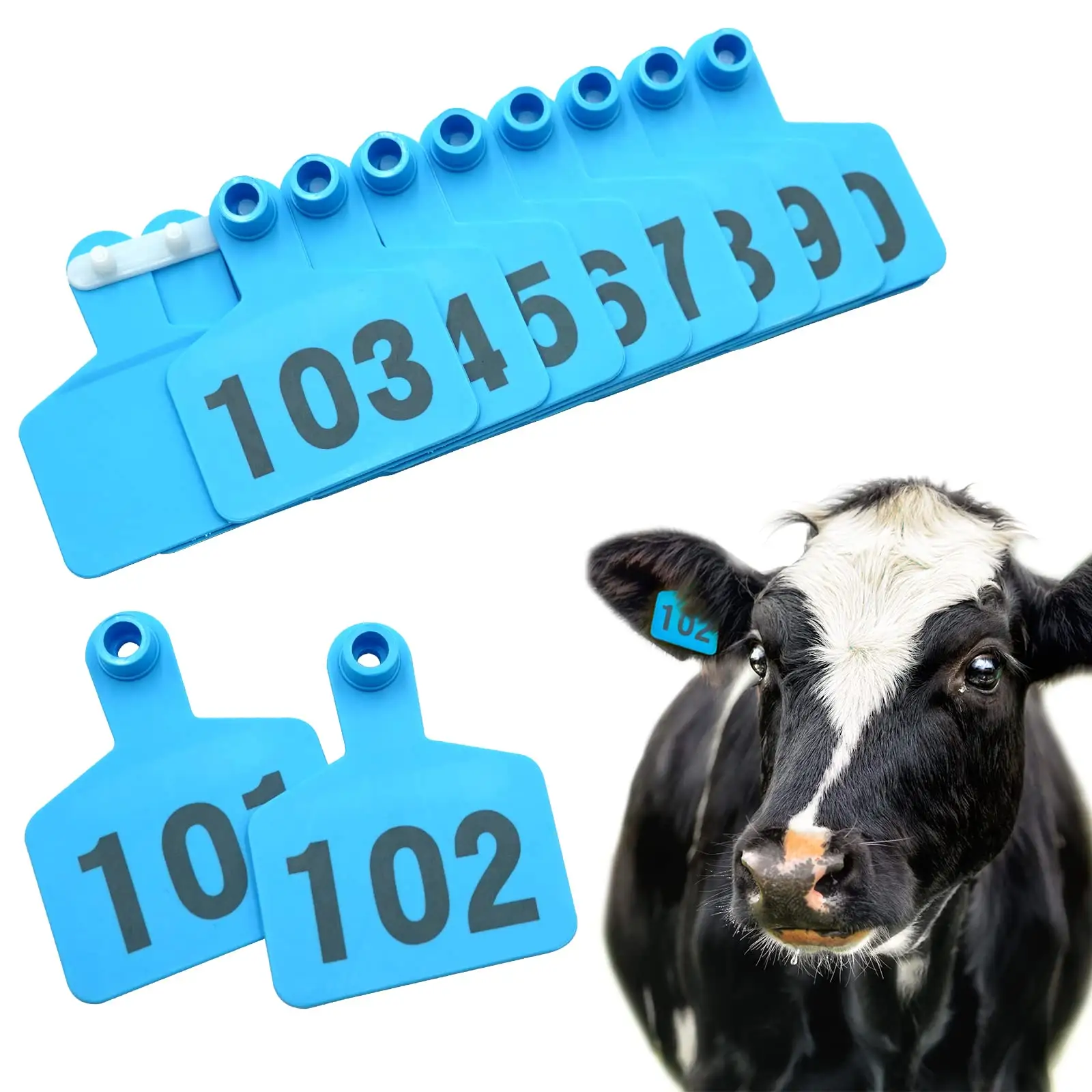 Tag telinga ternak 001-100 nomor plastik, tag telinga kambing sapi hewan ternak UHF 960MHZ rfid uhf Tag telinga