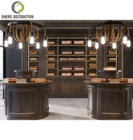 Présentoir à cigares en bois personnalisé de luxe vitrine pour magasin vitrine murale fumée