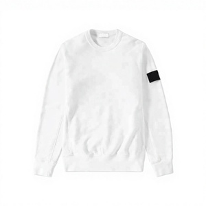 Sweat-shirt classique STONE léger 100% coton couleur unie motif cœur avec badge au col manches longues unisexe Island Couple High 320g - Product Image 2