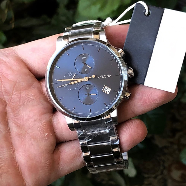 Multifunctional Men's Stainless Steel Quartz Watch Chronograph Watch Simple Dial Date Display Analog Display