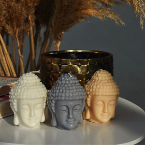 Bougie artisanale personnalisée en cire de soja en forme de tête de <span class=keywords><strong>Bouddha</strong></span> joyeux, chakra, prière, religion, statue bouddhiste, bougie pour la décoration de la maison pour Diwali - Product Image 3