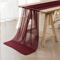 Drapeau de table de mariage en mousseline de soie rouge semi-transparent personnalisé, décoration de fête à domicile, rectangulaire, couleur lavable, nappe douce