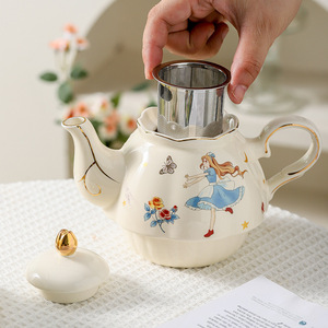 Hand-painted Alice in Wonderland Ceramic <strong>Tea</strong> <strong>Set</strong> | Gold Rimmed Afternoon <strong>Tea</strong> <strong>Gift</strong> for Birthdays &amp; Housewarming Present - Product Image 5