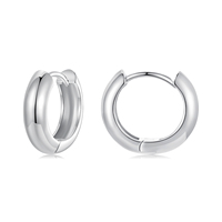 Boucles d'oreilles Huggie plaquées rhodium, design rond classique, bijoux unisexes, accessoire de mode