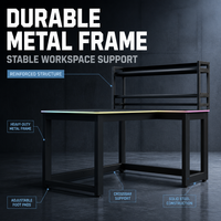 Bureau d'ordinateur en fibre de carbone AOR avec éclairage RGB, support pour casque et porte-gobelet, certifié