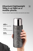 Thermos à double paroi en titane pur, isolé magnétiquement, 480 ml, avec affichage de la température, isolation thermique de 12 à 24 heures
