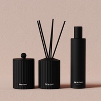 C & H Flacon pulvérisateur en verre pour bougie et diffuseur de roseaux en céramique noir mat de luxe
