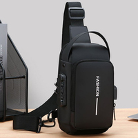 Sac de poitrine pour homme avec logo personnalisé, coque rigide antivol, sac à bandoulière avec verrouillage, sac de poitrine à coque rigide avec USB
