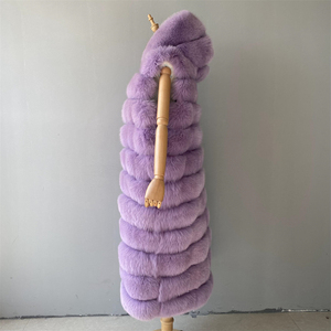 Jxwatcher Wholesale New Trending Fashion <strong>Ladies</strong> Long Genuine Fox Fur <strong>Gilet</strong> With <strong>Hood</strong> Winter Women Real Fox Fur Coat Vest - Product Image 4
