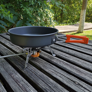Juego de utensilios de cocina para exteriores de 3 piezas, olla, sartén y tetera de aleación de aluminio antiadherente de 3-4L para 2-3 personas, para cocinar al aire libre. - Product Image 3