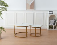 Table basse moderne en MDF Ensemble de table basse à ossature métallique Mobilier de maison