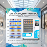 Distributeur automatique de boissons et de collations Junxin grande capacité, conforme ADA, 200-300 articles, paiement par pièces, QR code, carte, 4G/5G/Wi-Fi pour bureau